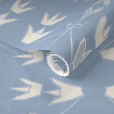Spoonflower Pre-pasted Wallpaper Reveresed Soft Blues Thatcher Copy 2' X 12' Removable
