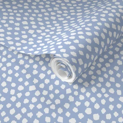 Spoonflower Pre-pasted Wallpaper Reverse Cornflower Blue Spots 2' X 12' Removable