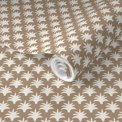 Spoonflower Pre-pasted Wallpaper Reverse Pinecone4 Soft Brown And Cream Faf7ef With Texture  Removable
