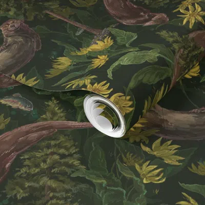 Spoonflower Pre-pasted Wallpaper River Otters And Balsamroot 2' X 12' Removable