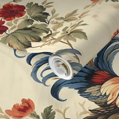 Spoonflower Pre-pasted Wallpaper Rooster Country Kitchen  Nature-inspired & Trendy 2' X 12' Removable