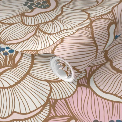 Spoonflower Pre-pasted Wallpaper Rose Of Victoria (xlarge) Pink - Vintage Flowers 2' X 12' Removable