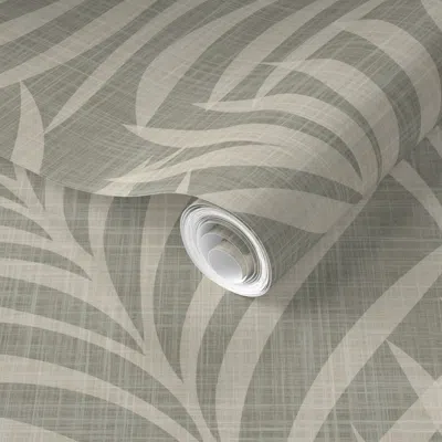 Spoonflower Pre-pasted Wallpaper Safari Green Palm Leaf - Japandi Jungle Theme - Nature Inspired Decor 2' X 12' 