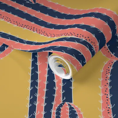 Spoonflower Pre-pasted Wallpaper Saguaro Prickle Jumbo 2' X 12' Removable