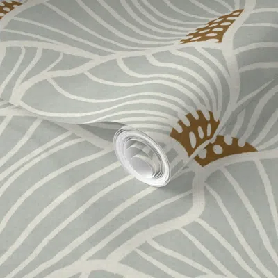 Spoonflower Pre-pasted Wallpaper San Diego (blue) 2' X 12' Removable In Gray