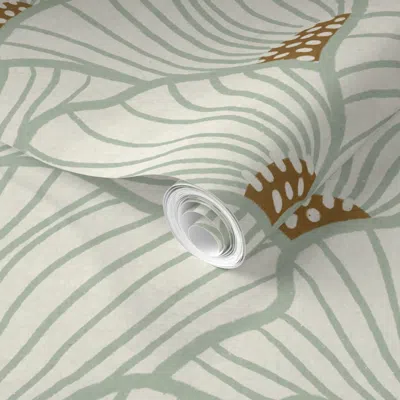 Spoonflower Pre-pasted Wallpaper San Diego (light Sage And Gold) 2' X 12' Removable In Green