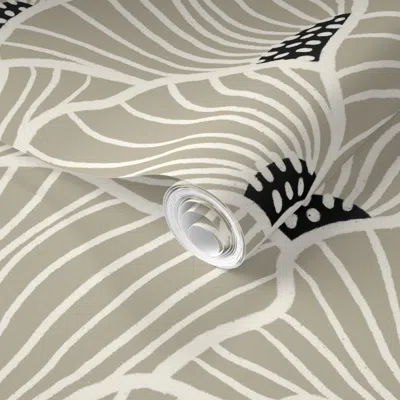 Spoonflower Pre-pasted Wallpaper San Diego (tan And Cream) (fabric Matching) 2' X 12' Removable