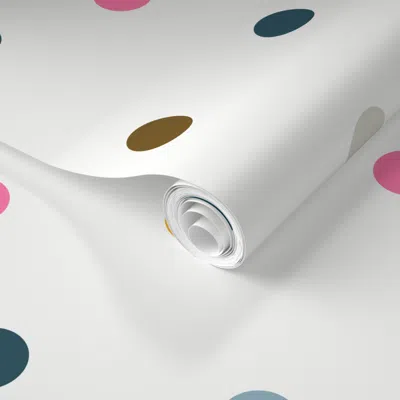 Spoonflower Pre-pasted Wallpaper Scattered Polka Dots Confetti Circles Quilting Children Apparel Playroom -l 2' 