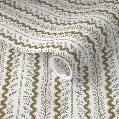 Spoonflower Pre-pasted Wallpaper Scout Stripe Bronze 2' X 12' Removable