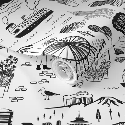Spoonflower Pre-pasted Wallpaper Seattle Repeating Pattern 2' X 12' Removable