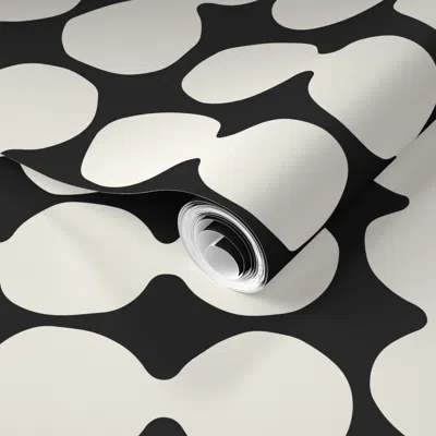Spoonflower Pre-pasted Wallpaper Sea-worn Pebbles Cream White And Black  Removable