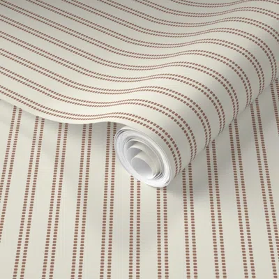 Spoonflower Pre-pasted Wallpaper Seeded Stripe - Mocha Mousse Pantone Coty 2025 Thin Stripe - Beaded Stripe  Rem