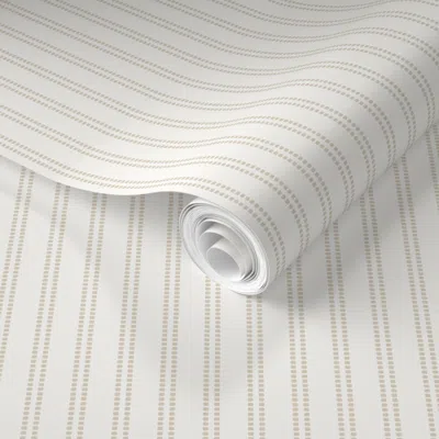 Spoonflower Pre-pasted Wallpaper Seeded Stripe Putty Beaded Stripe Neutral Thin Stripe 2' X 12' Removable