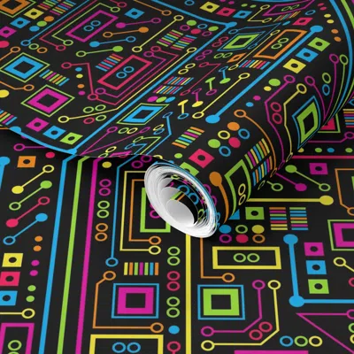 Spoonflower Pre-pasted Wallpaper Short Circuits (rainbow) 2' X 12' Removable