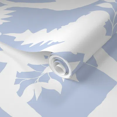 Spoonflower Pre-pasted Wallpaper Silhouette Peony White On C4d3eb 2' X 12' Removable