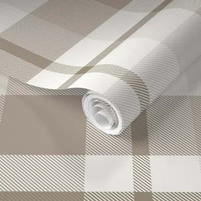 Spoonflower Pre-pasted Wallpaper Sisal Neutral Plaid  Removable