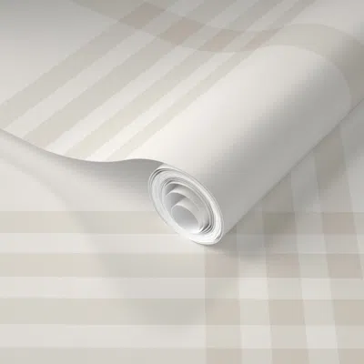 Spoonflower Pre-pasted Wallpaper Ski Cabin Plaid Beige 2' X 12' Removable