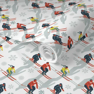 Spoonflower Pre-pasted Wallpaper Ski Carnival 2' X 12' Removable