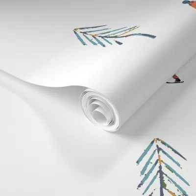 Spoonflower Pre-pasted Wallpaper Ski Day 2' X 12' Removable