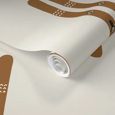 Spoonflower Pre-pasted Wallpaper Ski Gear - Skis On Cream 2' X 12' Removable