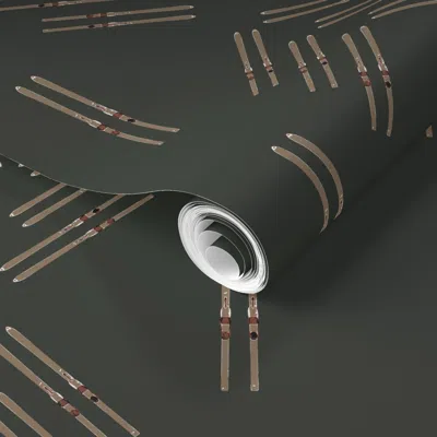 Spoonflower Pre-pasted Wallpaper Ski-diamond-double-stripe-darn-green- 2' X 12' Removable