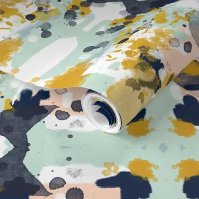 Spoonflower Pre-pasted Wallpaper Sloane Abstract Painterly Painting Design For Decor Kids Design 2' X 12' Remova In Multi