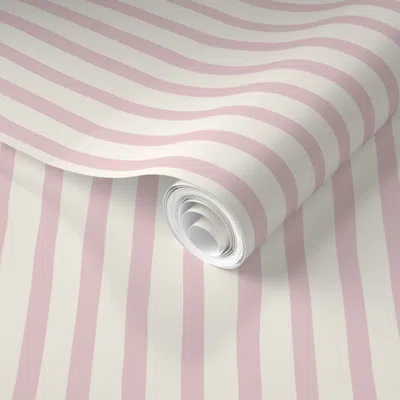 Spoonflower Pre-pasted Wallpaper Small Hand Drawn Stripes In Teal And Blush Pink Small Scale 2' X 12' Removable