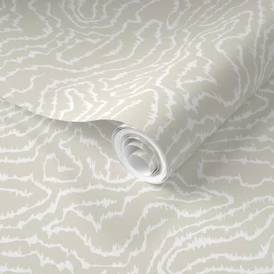 Spoonflower Pre-pasted Wallpaper Small Heatwave White On Cream 1 2' X 12' Removable