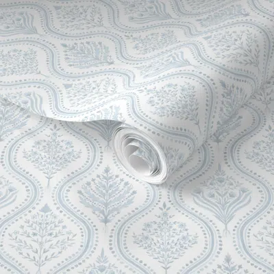Spoonflower Pre-pasted Wallpaper Small Monticello-cornflower-soft-blue- 2' X 12' Removable
