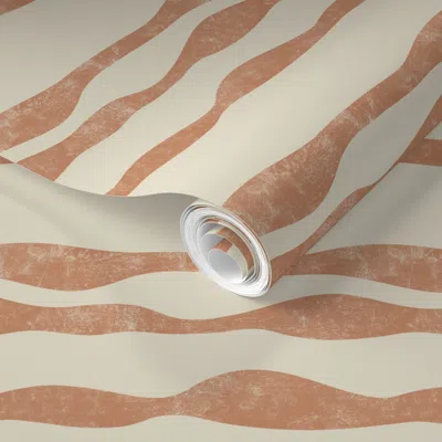 Spoonflower Pre-pasted Wallpaper (small) Wabi Sabi Japandi Hand Drawn Minimalism Brown Beige White 2' X 12' Remo