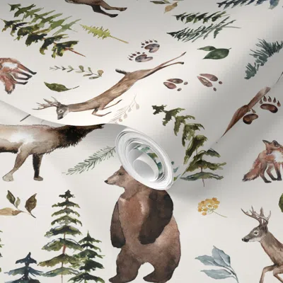 Spoonflower Pre-pasted Wallpaper Small / Woodland Ridge 2' X 12' Removable
