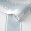 Spoonflower Pre-pasted Wallpaper Soft Blue Large French Awning Stripe 2' X 12' Removable In Blue