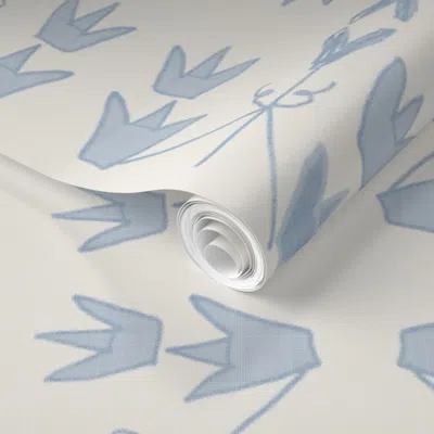 Spoonflower Pre-pasted Wallpaper Soft Blues Thatcher 2' X 12' Removable