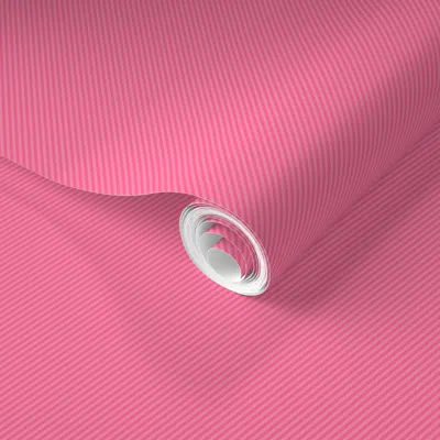 Spoonflower Pre-pasted Wallpaper Soft Diagonal Micro Stripe Pink Blender Print 2' X 12' Removable