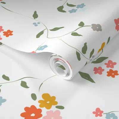 Spoonflower Pre-pasted Wallpaper Soft Flowers 2' X 12' Removable