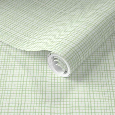 Spoonflower Pre-pasted Wallpaper Soft Green Brush Weave Copy  Removable