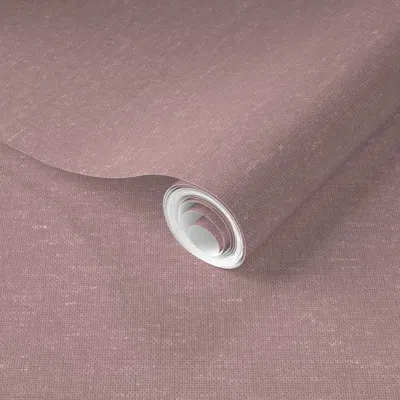 Spoonflower Pre-pasted Wallpaper Solid Color Textured Heathered Linen Modern Farmhouse B Moore Mauve Mist 2' X 1