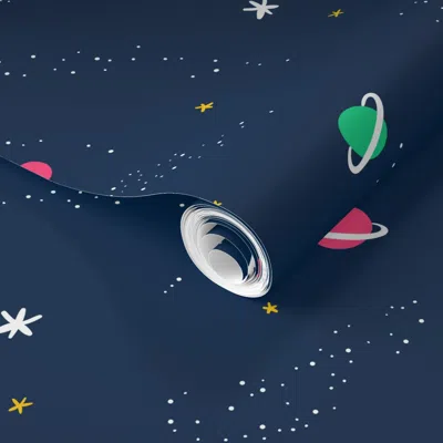 Spoonflower Pre-pasted Wallpaper Space Pattern 2' X 12' Removable In Multi