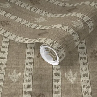 Spoonflower Pre-pasted Wallpaper Sparrow Stripe In Tan Browns 2' X 12' Removable