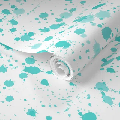 Spoonflower Pre-pasted Wallpaper Splat In Aqua 2' X 12' Removable