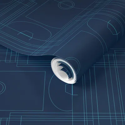 Spoonflower Pre-pasted Wallpaper Sport Court Schematics 2' X 12' Removable
