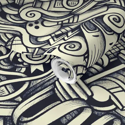 Spoonflower Pre-pasted Wallpaper Sport Graphics Doodle 5 2' X 12' Removable