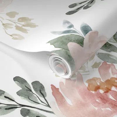 Spoonflower Pre-pasted Wallpaper Spring Dream White Extra Large 2' X 12' Removable