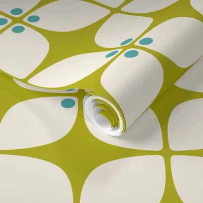 Spoonflower Pre-pasted Wallpaper Square Chartreuse Mod 2' X 12' Removable