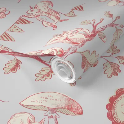 Spoonflower Pre-pasted Wallpaper Squirrel Party-01 2' X 12' Removable In Multi