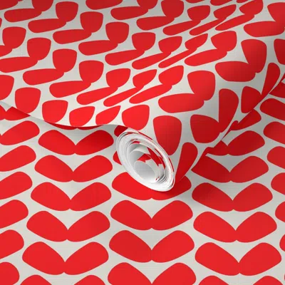 Spoonflower Pre-pasted Wallpaper Strawberry Knit  Removable