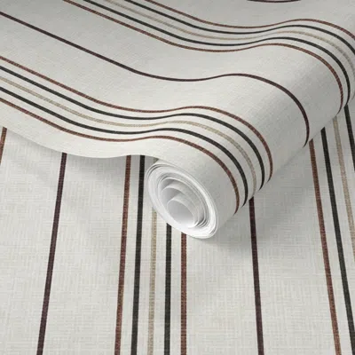 Spoonflower Pre-pasted Wallpaper Striated Tapestry - Delicate Textured Thin Stripes - Earthen Elegance 2' X 12' 