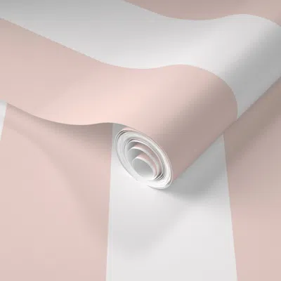 Spoonflower Pre-pasted Wallpaper Stripes - Blush 2' X 12' Removable