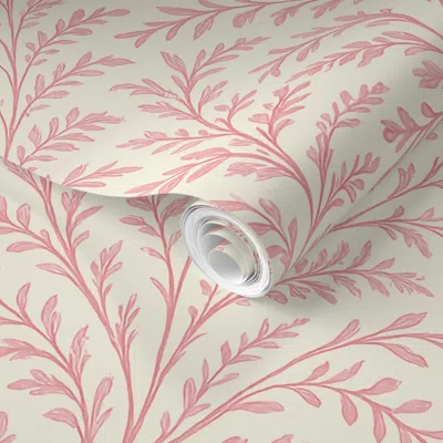 Spoonflower Pre-pasted Wallpaper Summer Vine Bm Secret Garden Ivory White  Removable