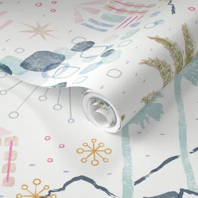 Spoonflower Pre-pasted Wallpaper Sunny Palm Springs 2' X 12' Removable